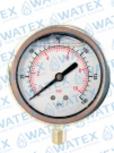 Manometer 6 bar with glycerin 1/4'' (bottom)
