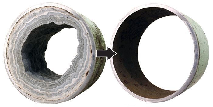 Limescale caused by hard water